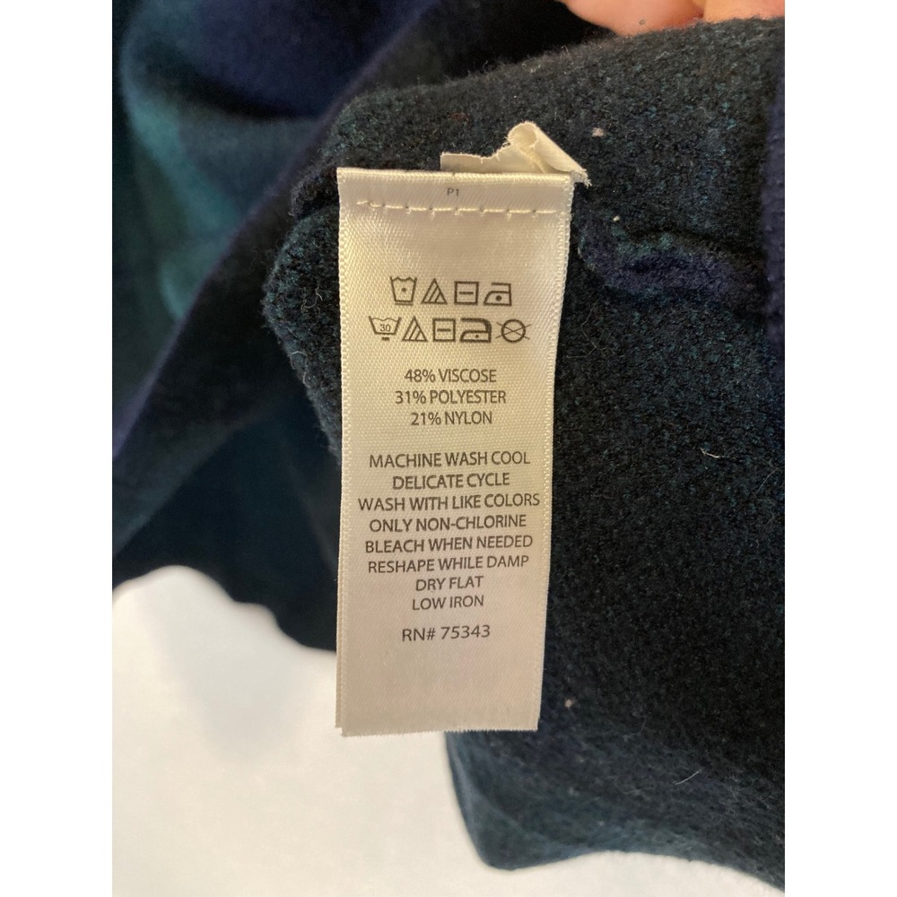 Dark Academia Tahari Womens Large Navy Green Plaid Boat Neck Knit Sweater‎ - Picture 6 of 9
